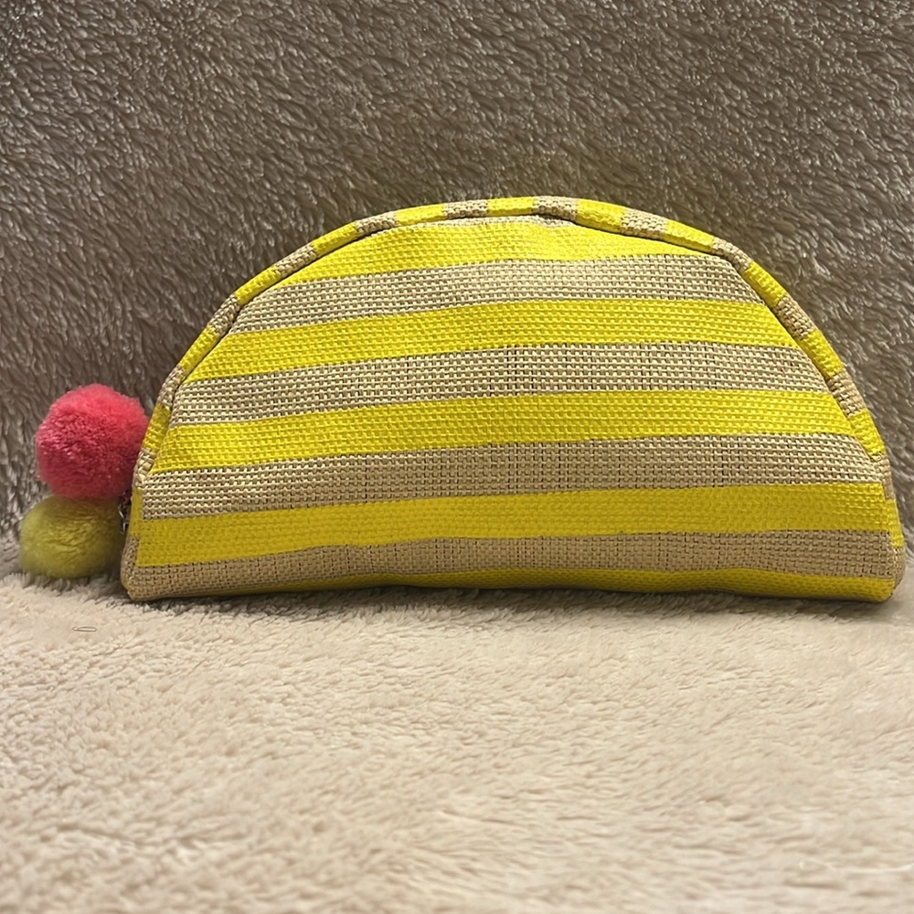 SAKS FIFTH AVENUE Striped Raffia Pouch